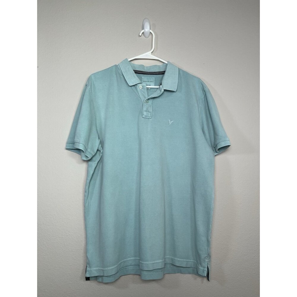 American Eagle Polo Shirt Mens Large Green Casual Short Sleeve Adult